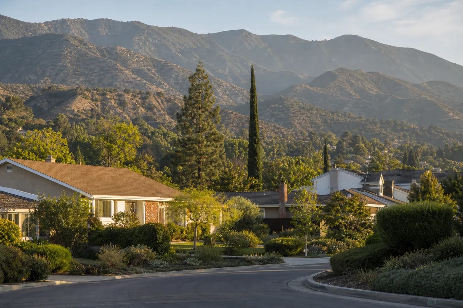 Homes nestled below the San Gabriel foothills
